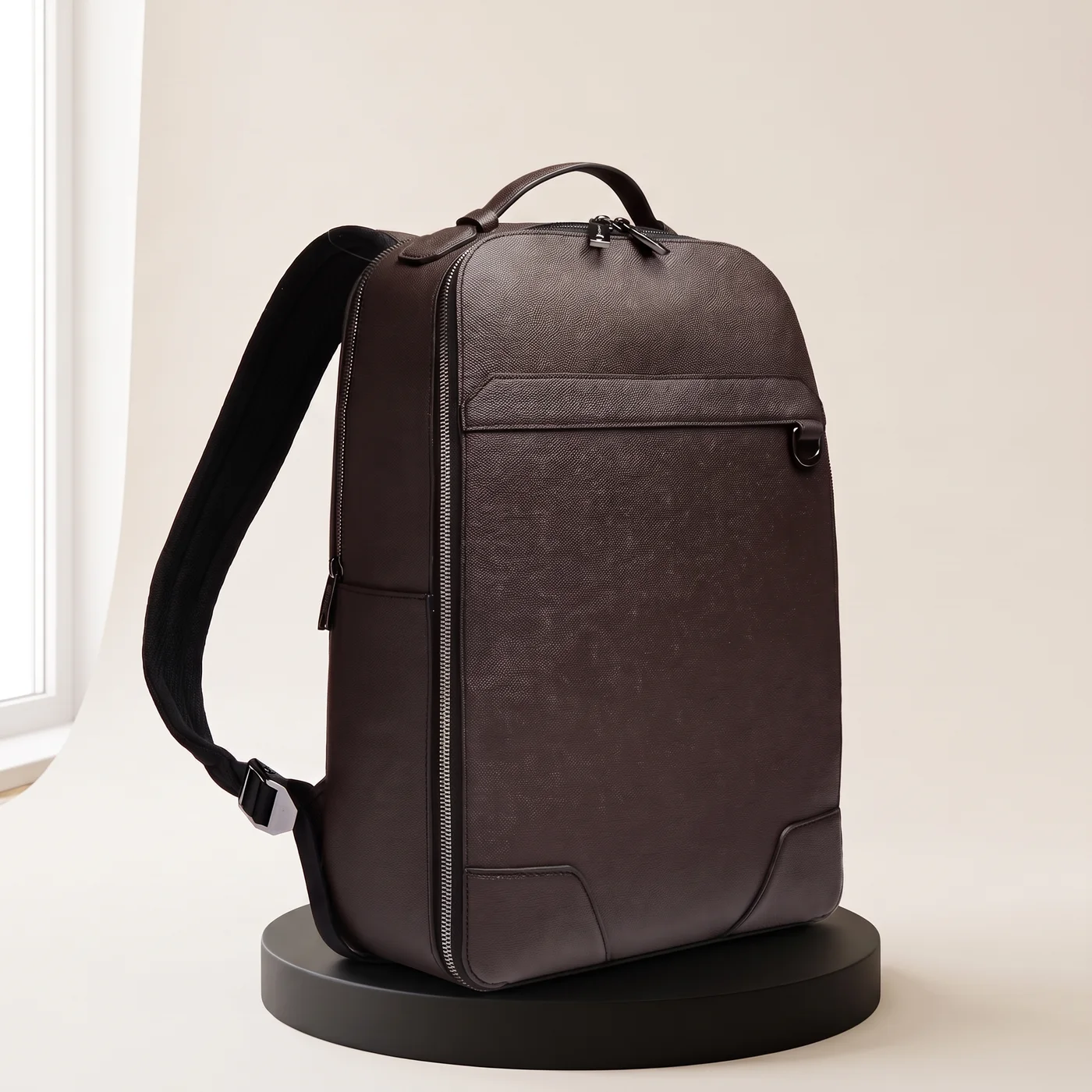 Taupe Convertible 2-zip backpack, view