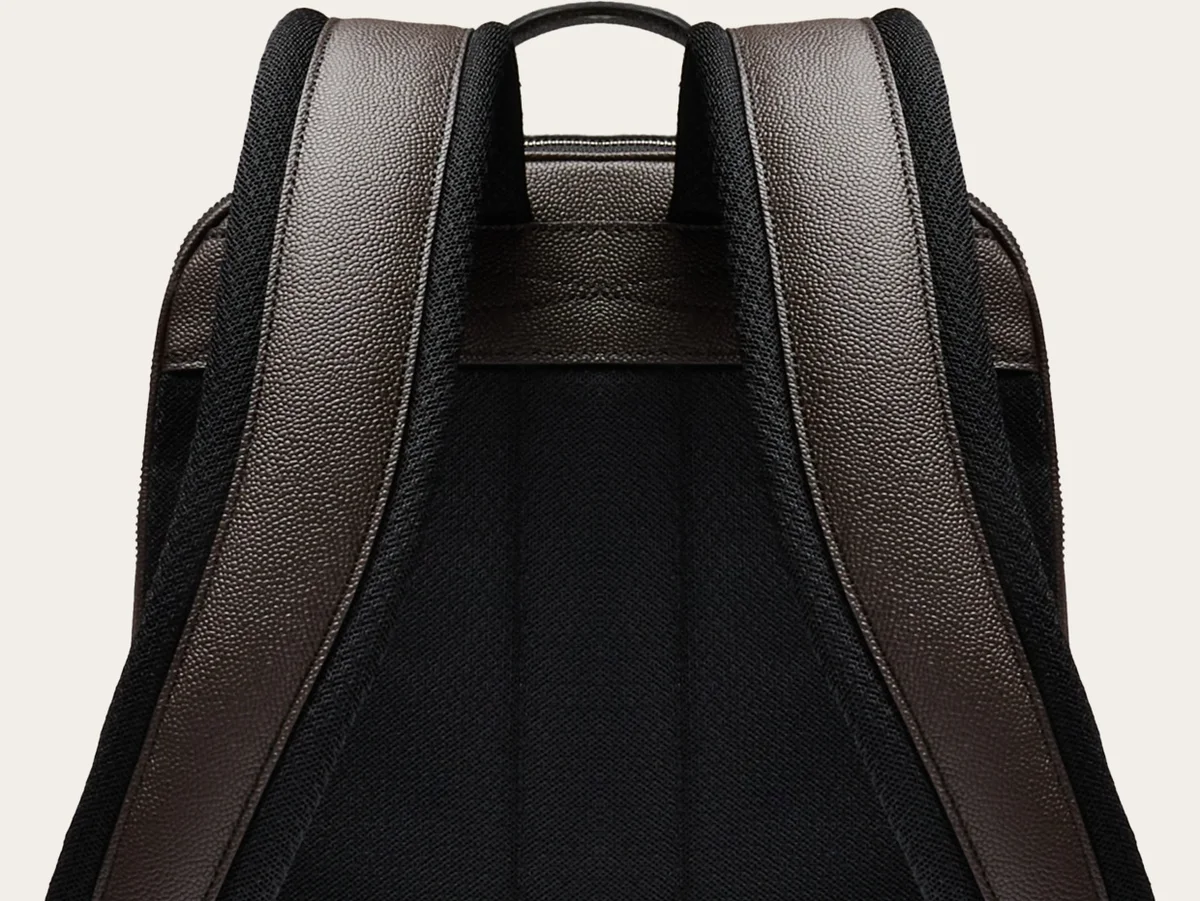 Taupe Convertible 2-zip backpack, view