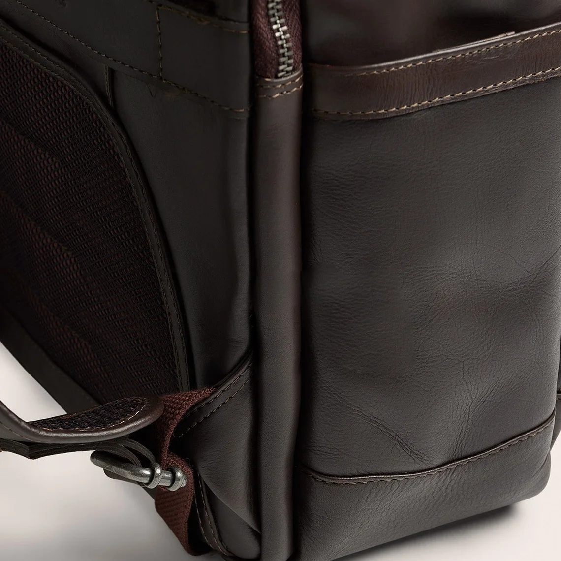 Brown Austin leather laptop backpack, view 2