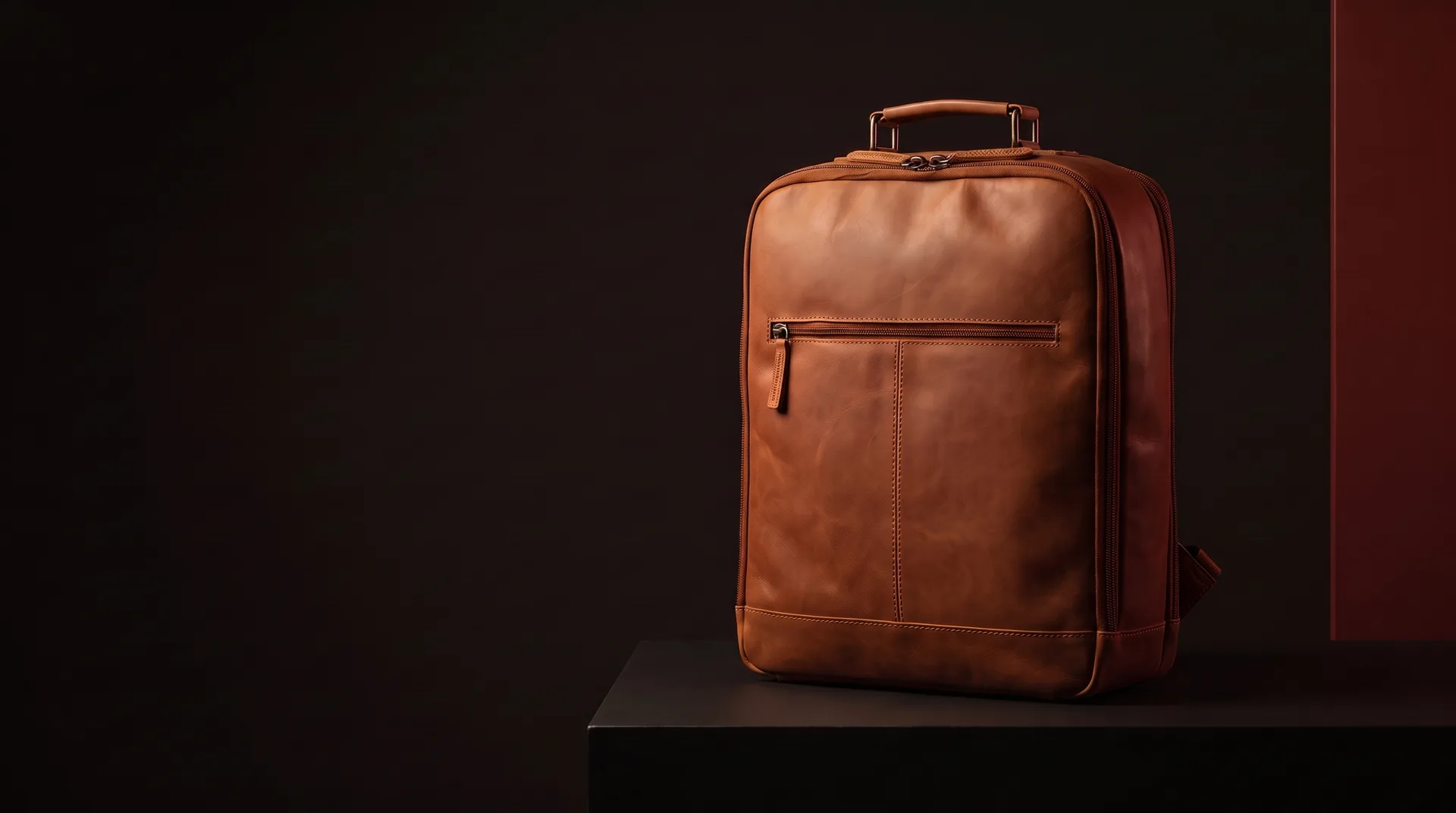 Cognac Jamaica leather travel backpack, view 1