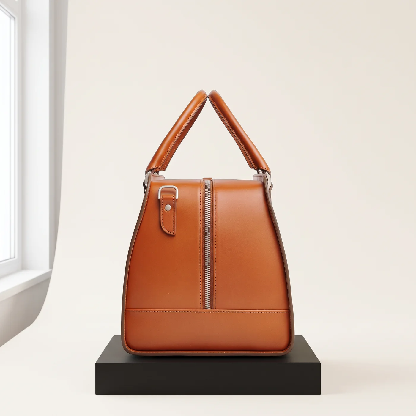 Cognac Palissy leather weekend bag, view