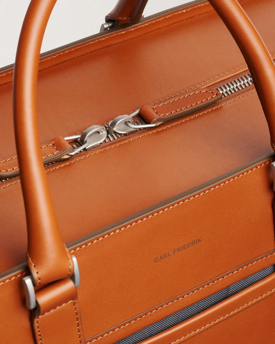 Cognac Palissy leather weekend bag, view 3