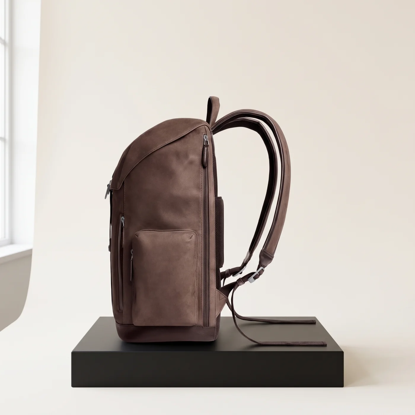 Chocolate Traverse backpack, nubuck, view
