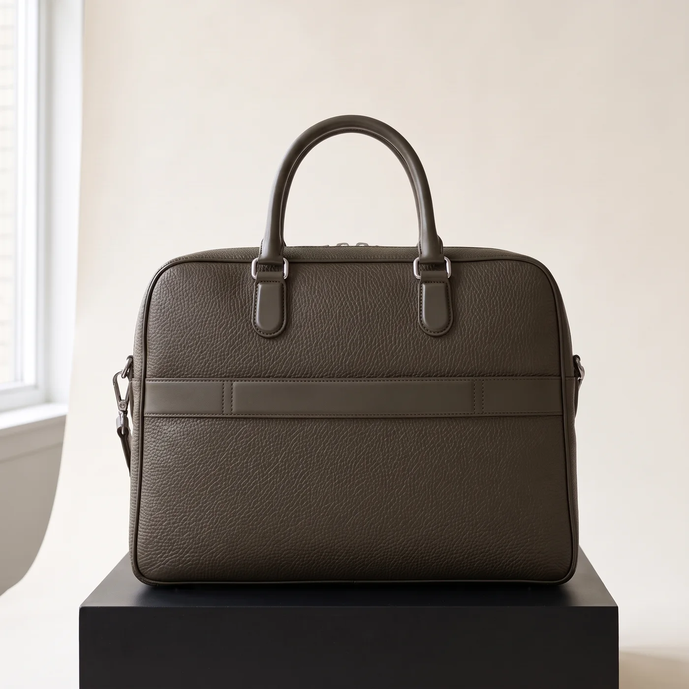 Dark olive Dunloe briefcase (Sonder), view