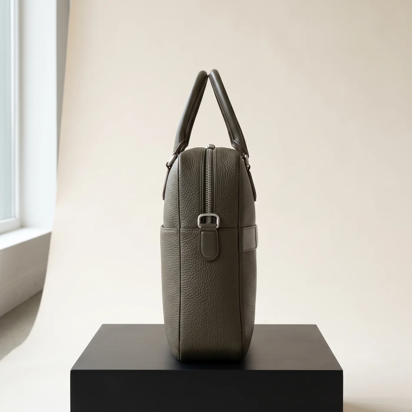 Dark olive Dunloe briefcase (Sonder), view