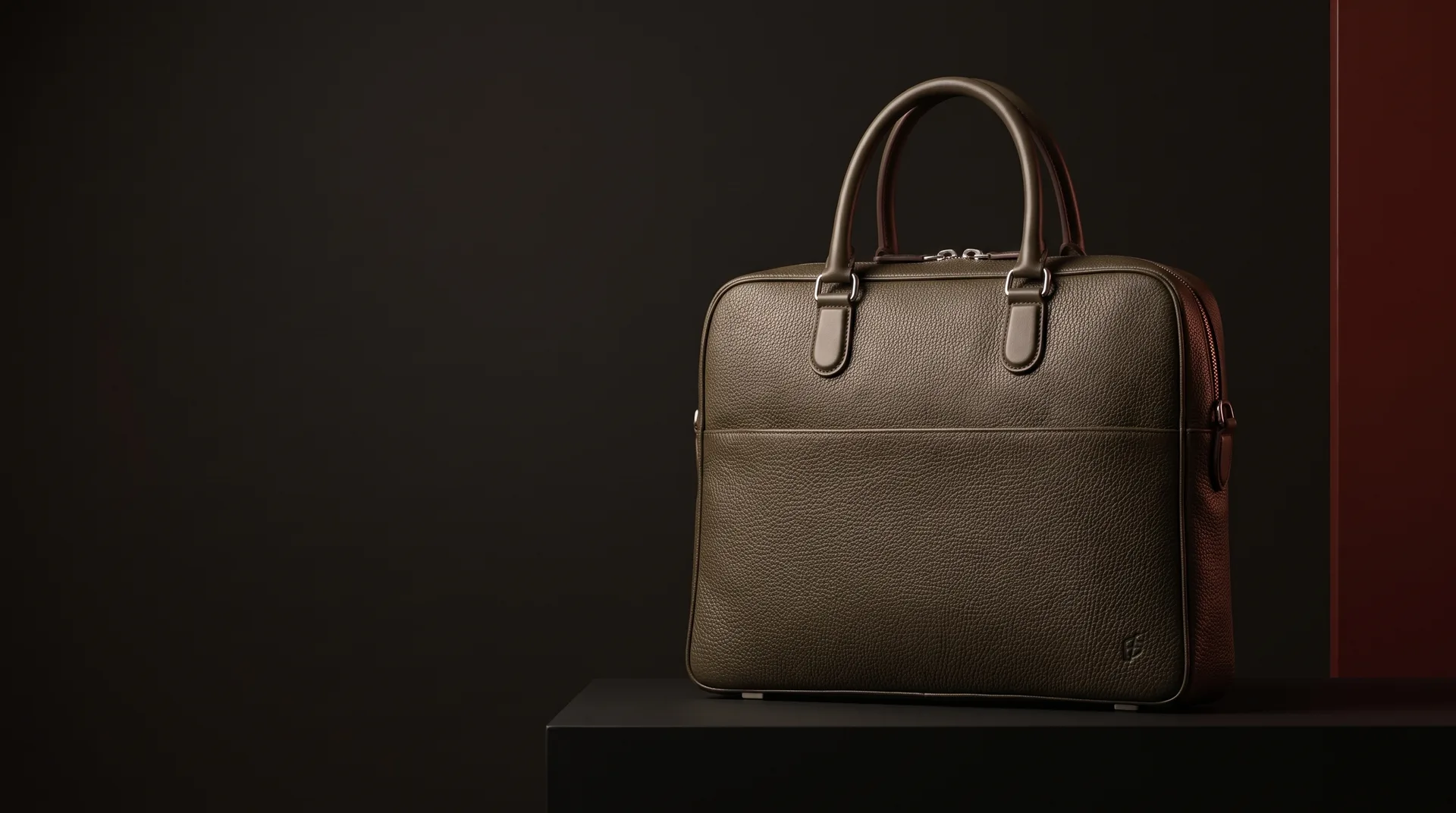 Dark olive Dunloe briefcase (Sonder), view 1