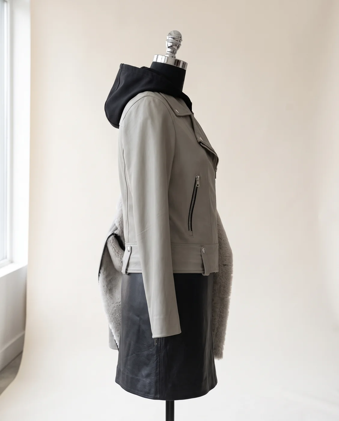 Off-White Asymmetric-Zip Leather Biker Jacket, view
