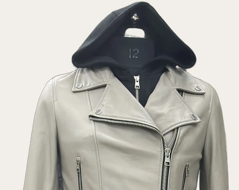 Off-White Asymmetric-Zip Leather Biker Jacket, view 2