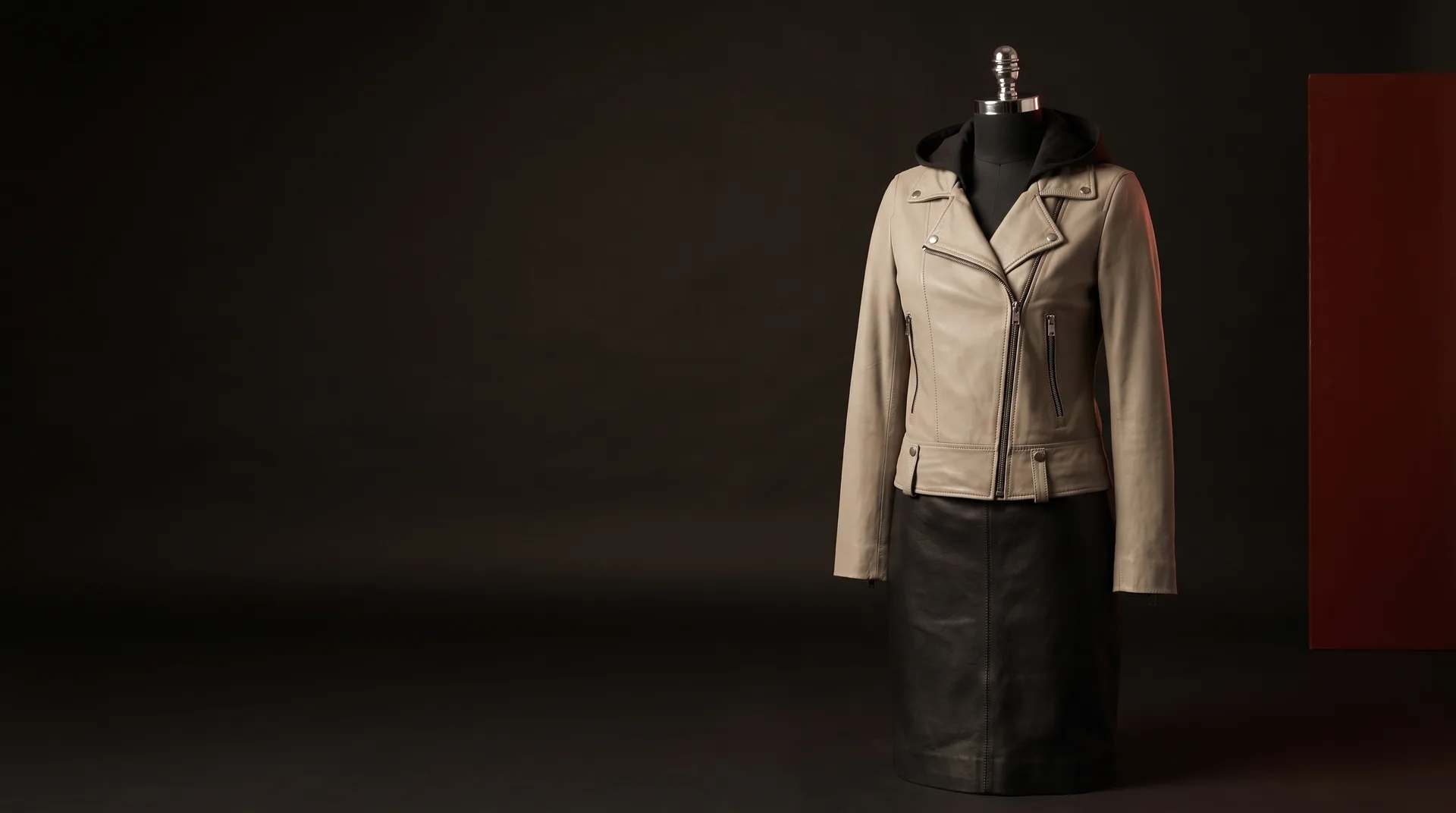 Off-White Asymmetric-Zip Leather Biker Jacket, view 1