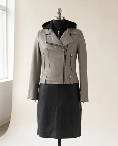 Off-White Asymmetric-Zip Leather Biker Jacket