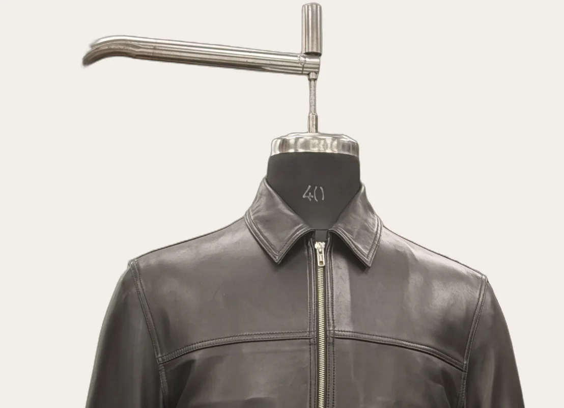 Dark Brown Zip-Front Leather Jacket, view