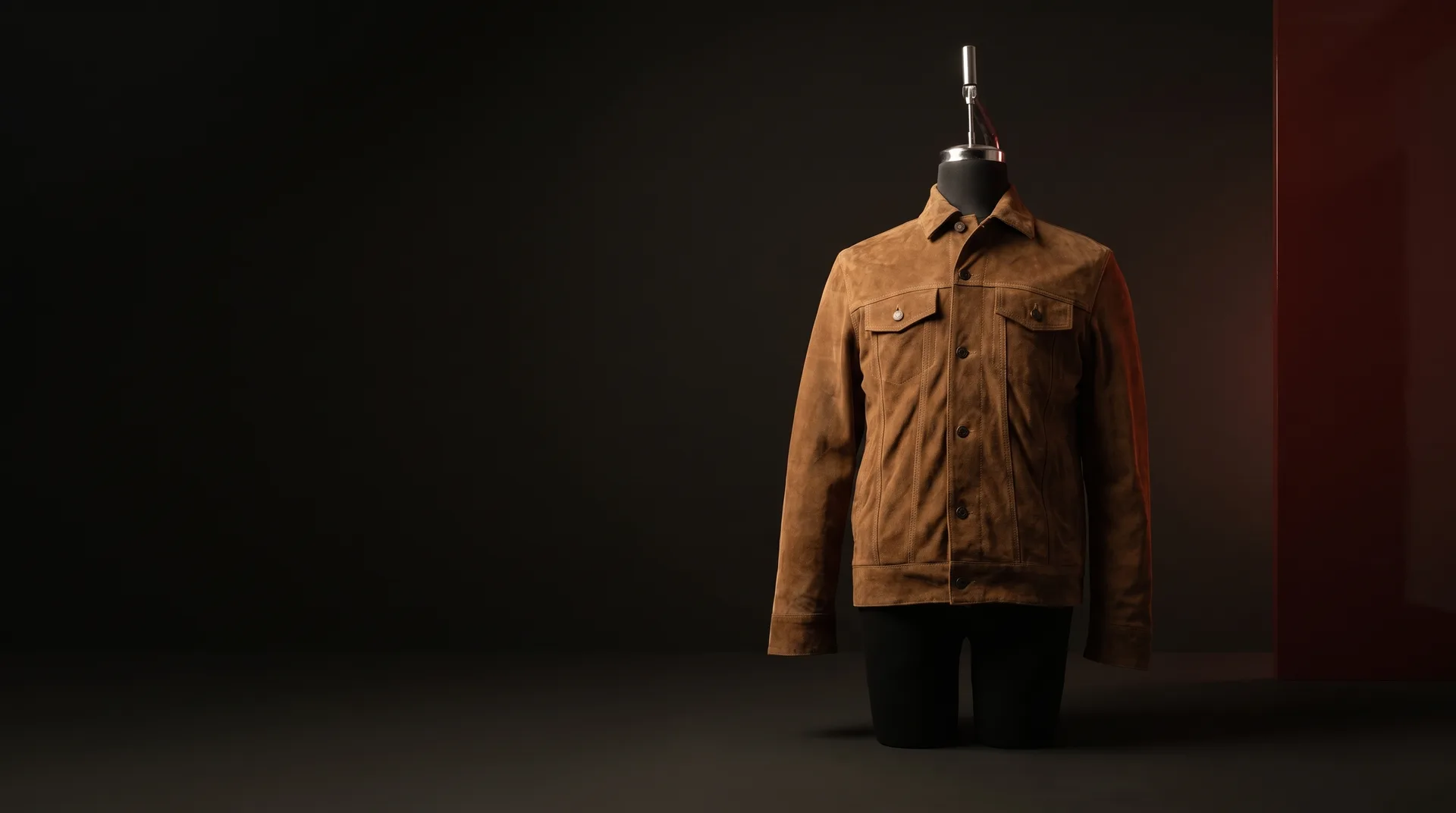 Tan Suede Trucker Jacket, view 1