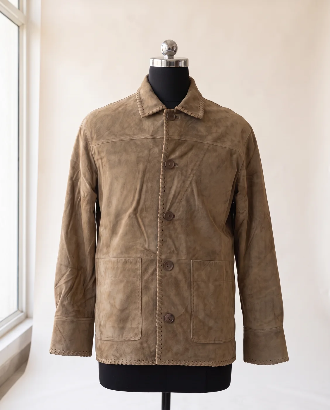 Sand Suede Button-Front Shirt Jacket, view