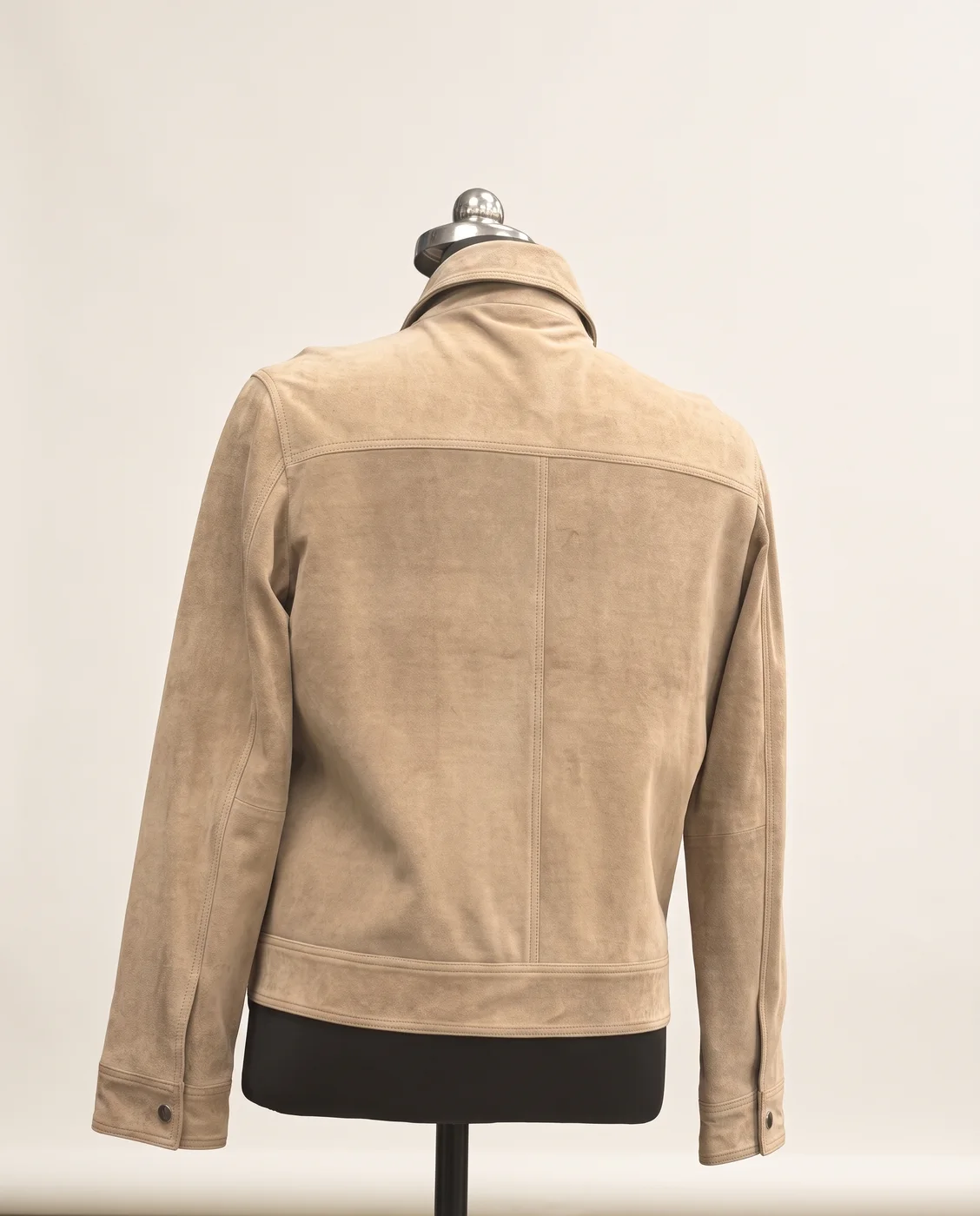 Beige Suede Zip Blouson Jacket, view