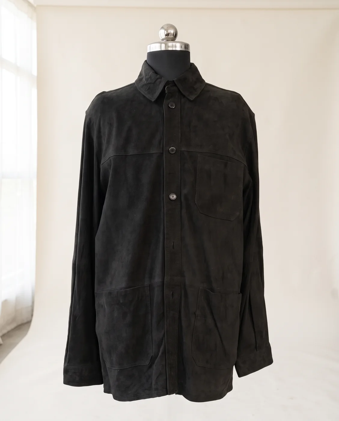 Charcoal Suede Longline Coat