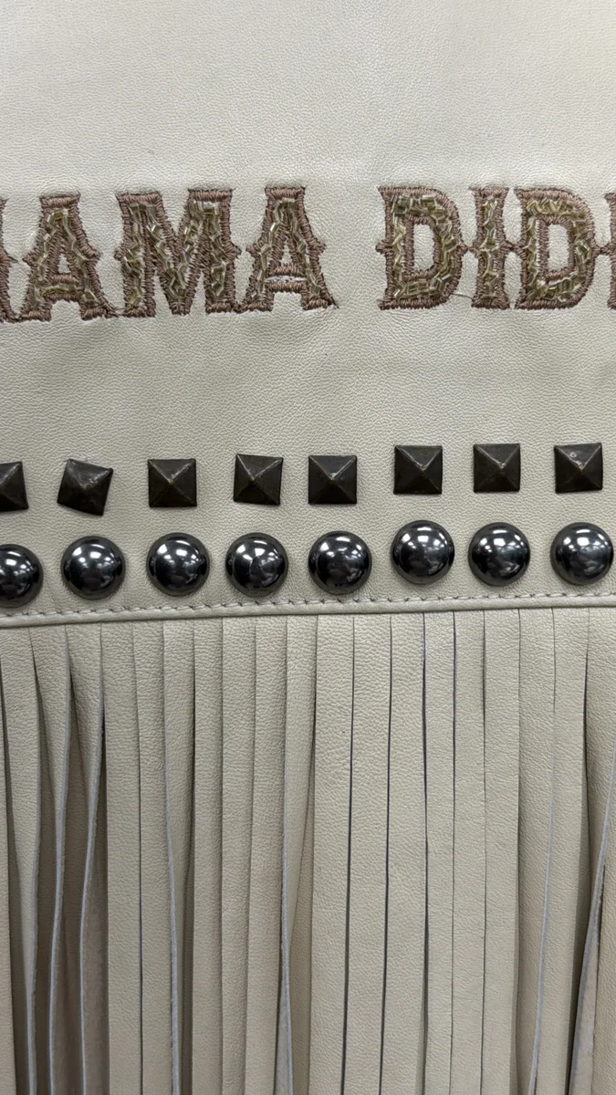 Cream Studded Fringe Western Jacket, view 2