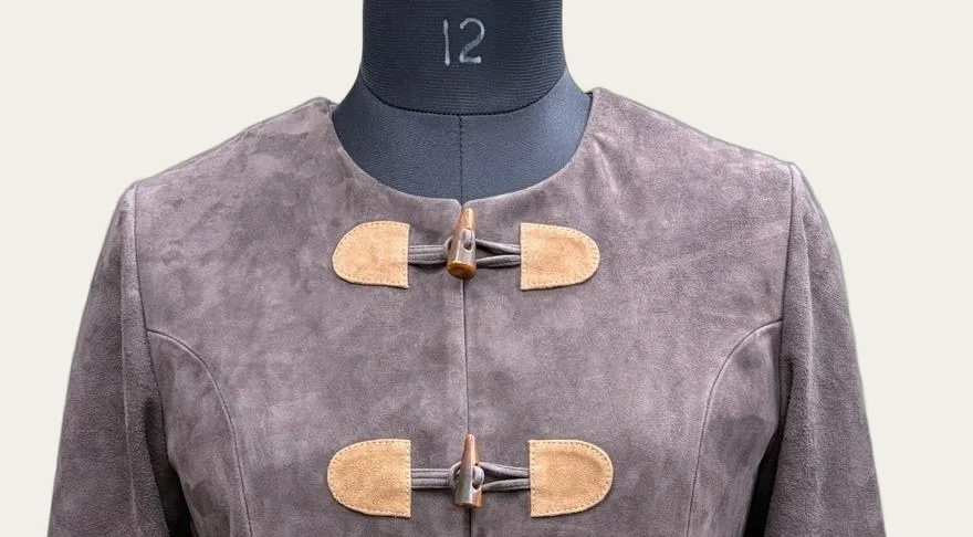 Grey Suede Toggle-Front Jacket, view