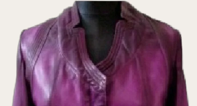 Magenta Distressed Leather Jacket, view