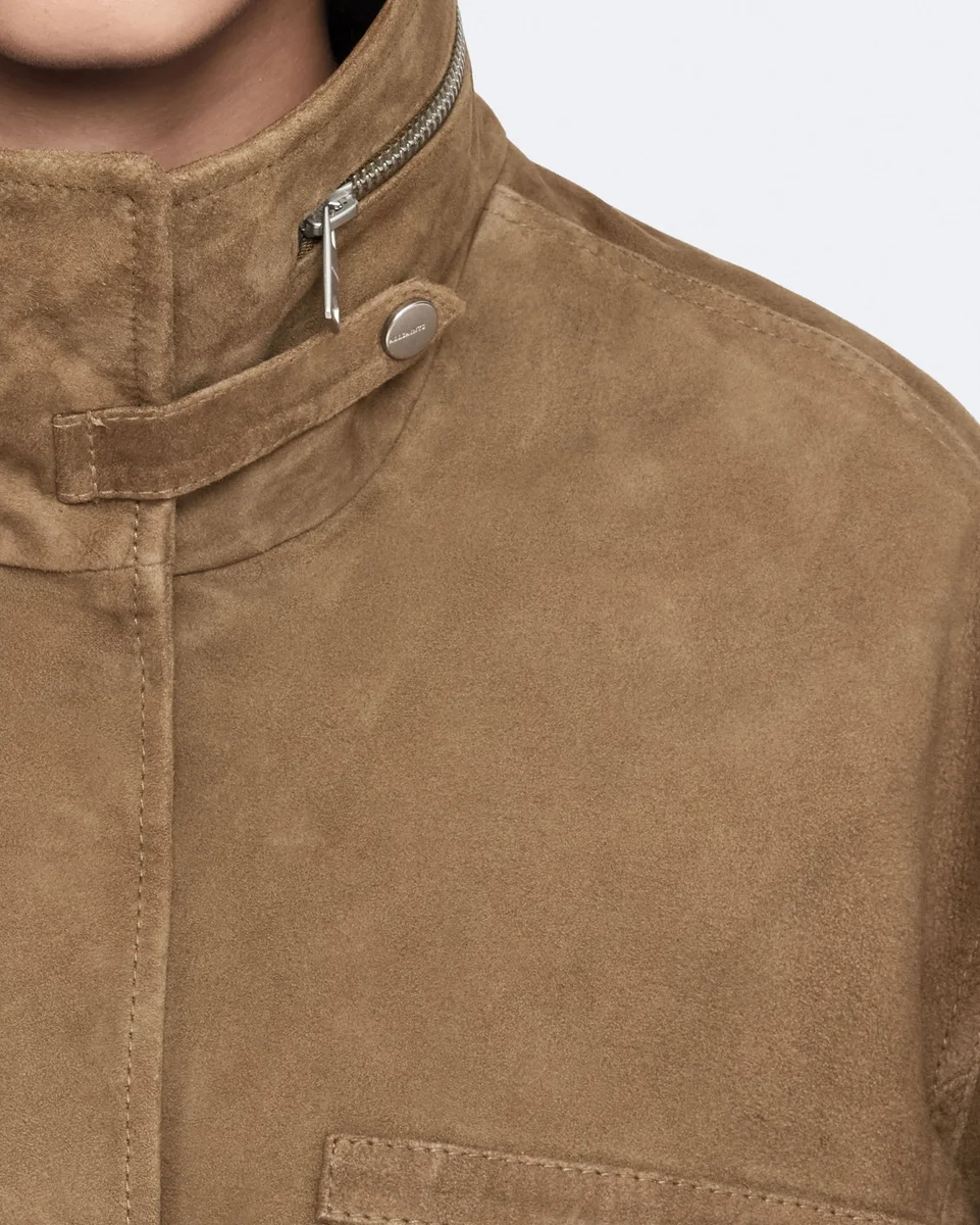 Tan Clay cropped suede jacket, view