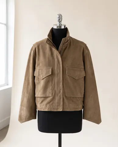 Tan Clay cropped suede jacket