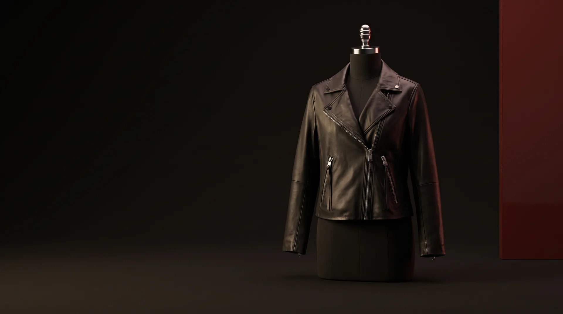 Black Dalby slim-fit leather biker, view