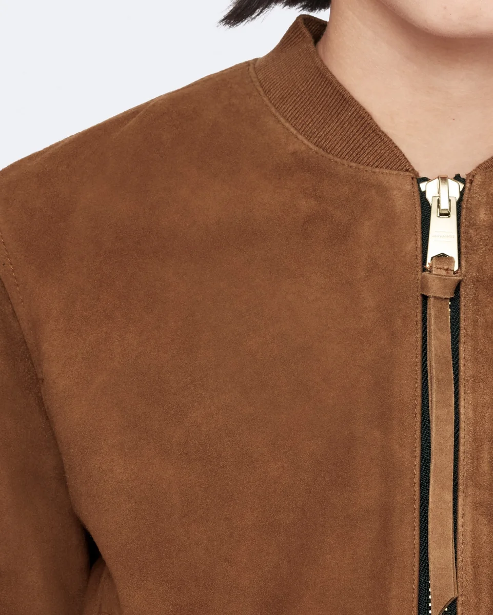 Brown Orten suede bomber, view