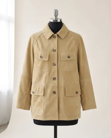 Olive Roiya suede hunting jacket