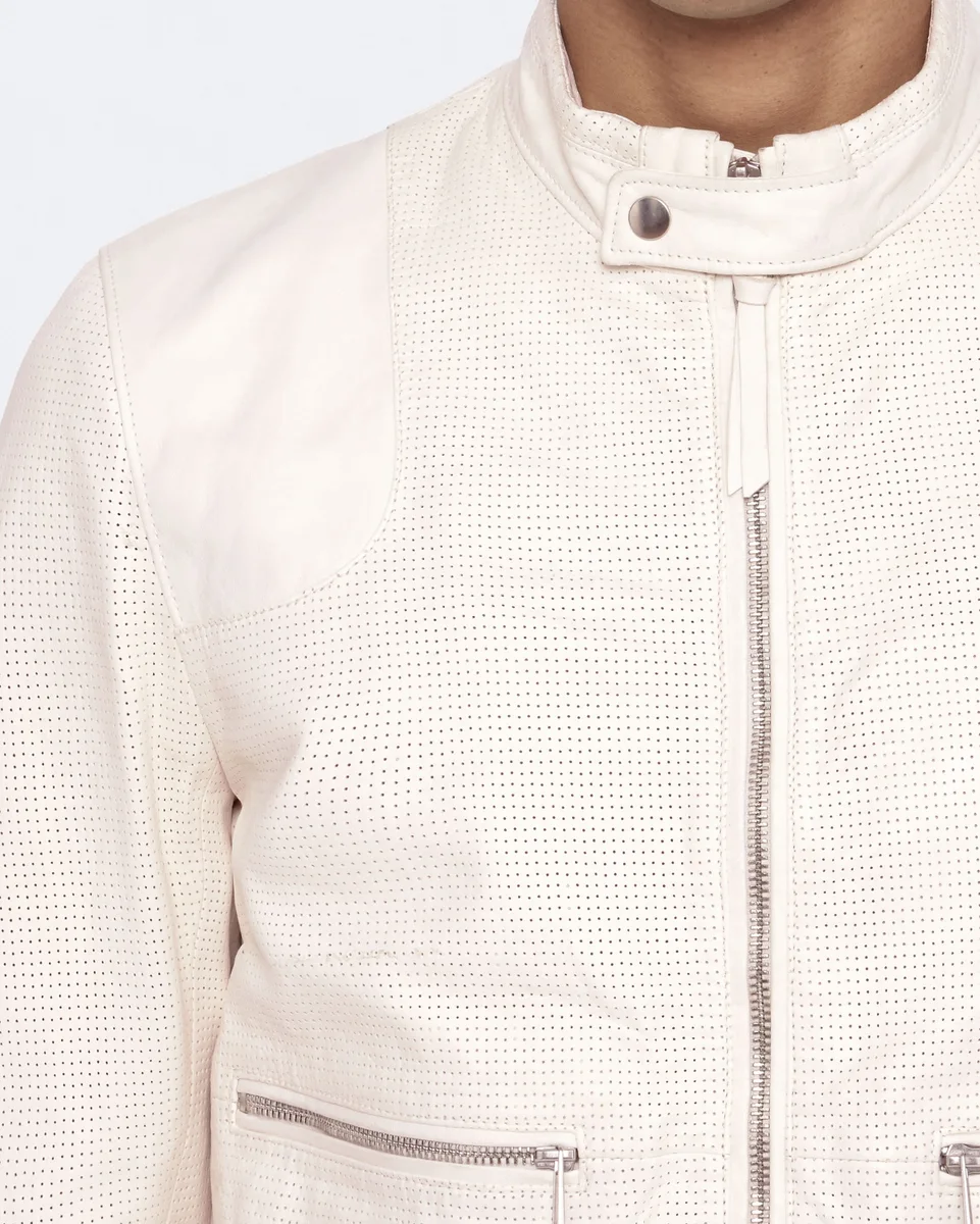 Black Miro perforated leather bomber, view