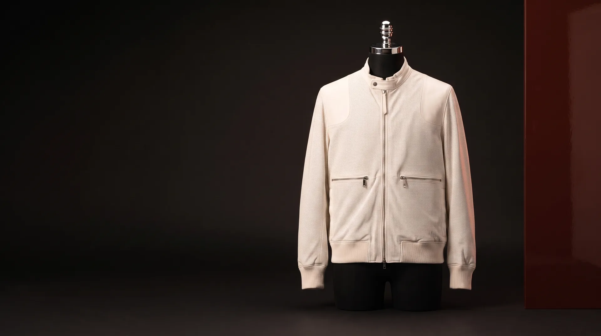 Black Miro perforated leather bomber, view