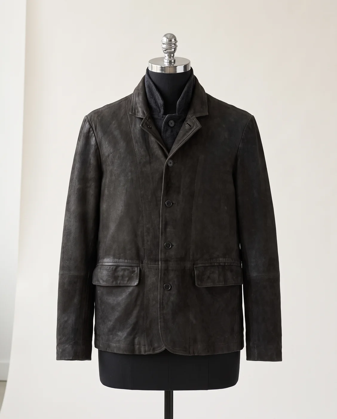 Brown Survey waxed-suede blazer