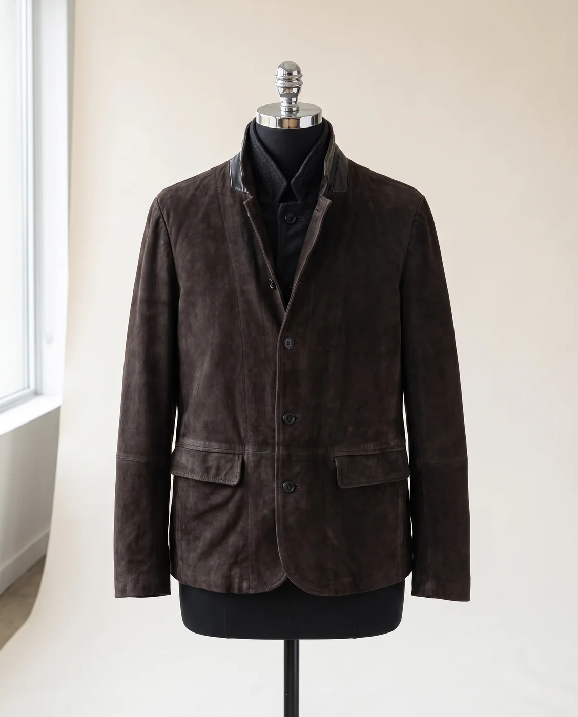 Brown Survey waxed-suede blazer, view