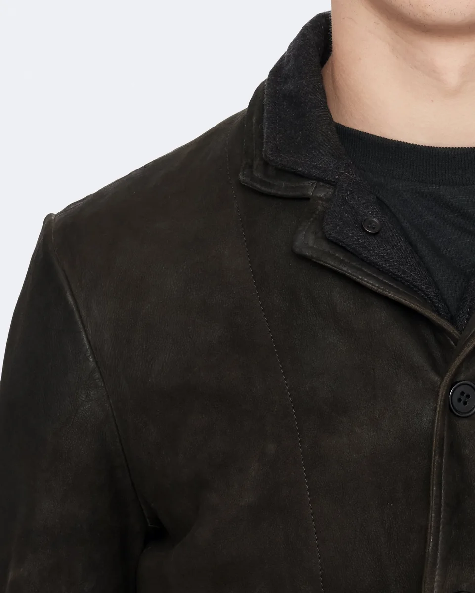 Brown Survey waxed-suede blazer, view