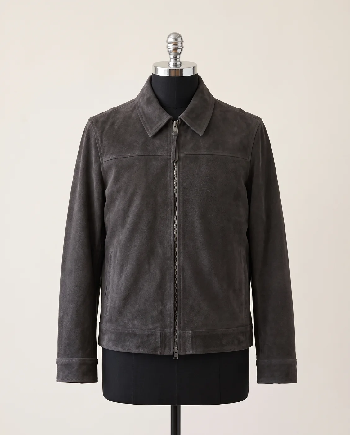 Brown Rhone boxy suede zip jacket