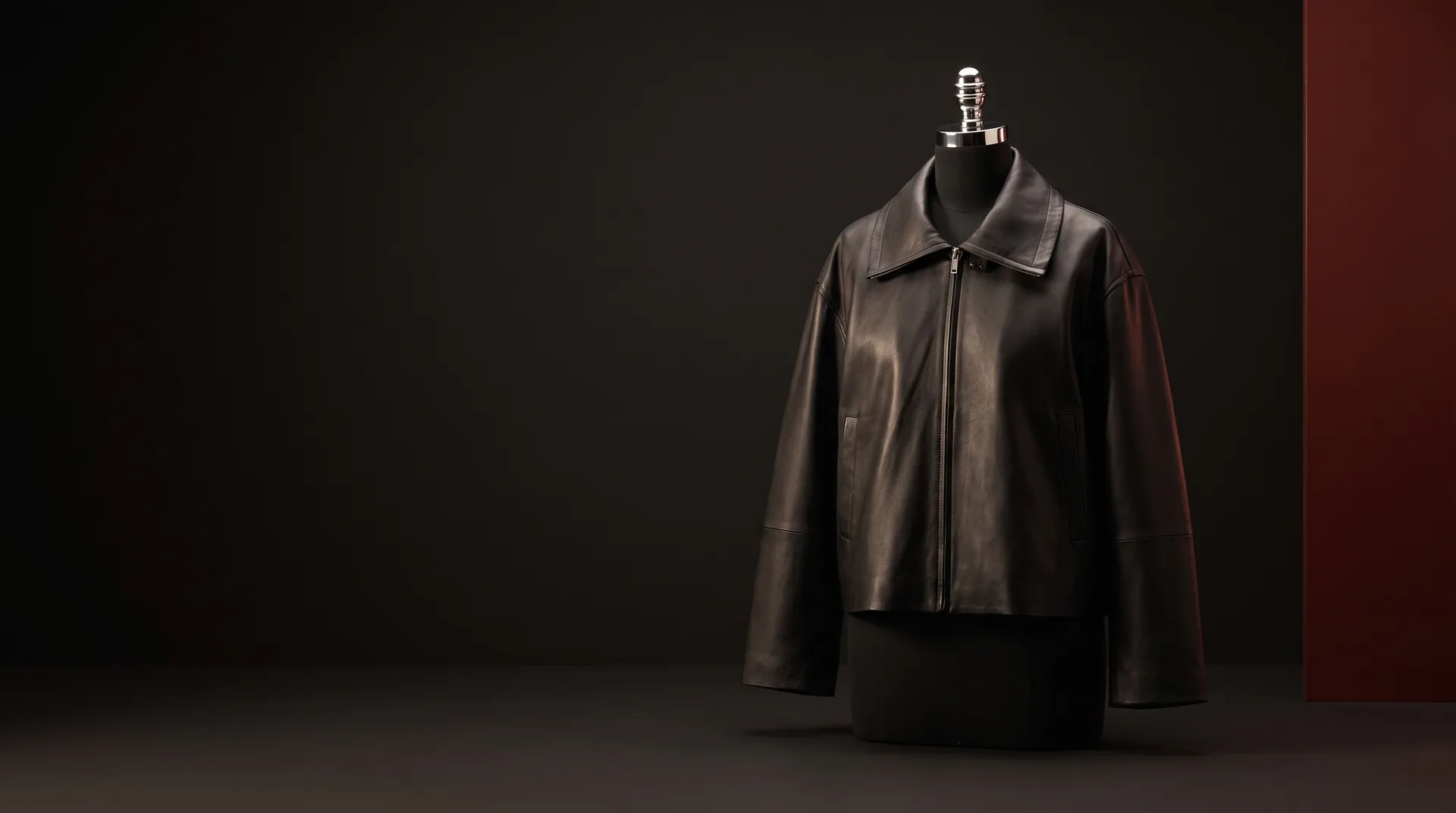 Black Short leather jacket, view