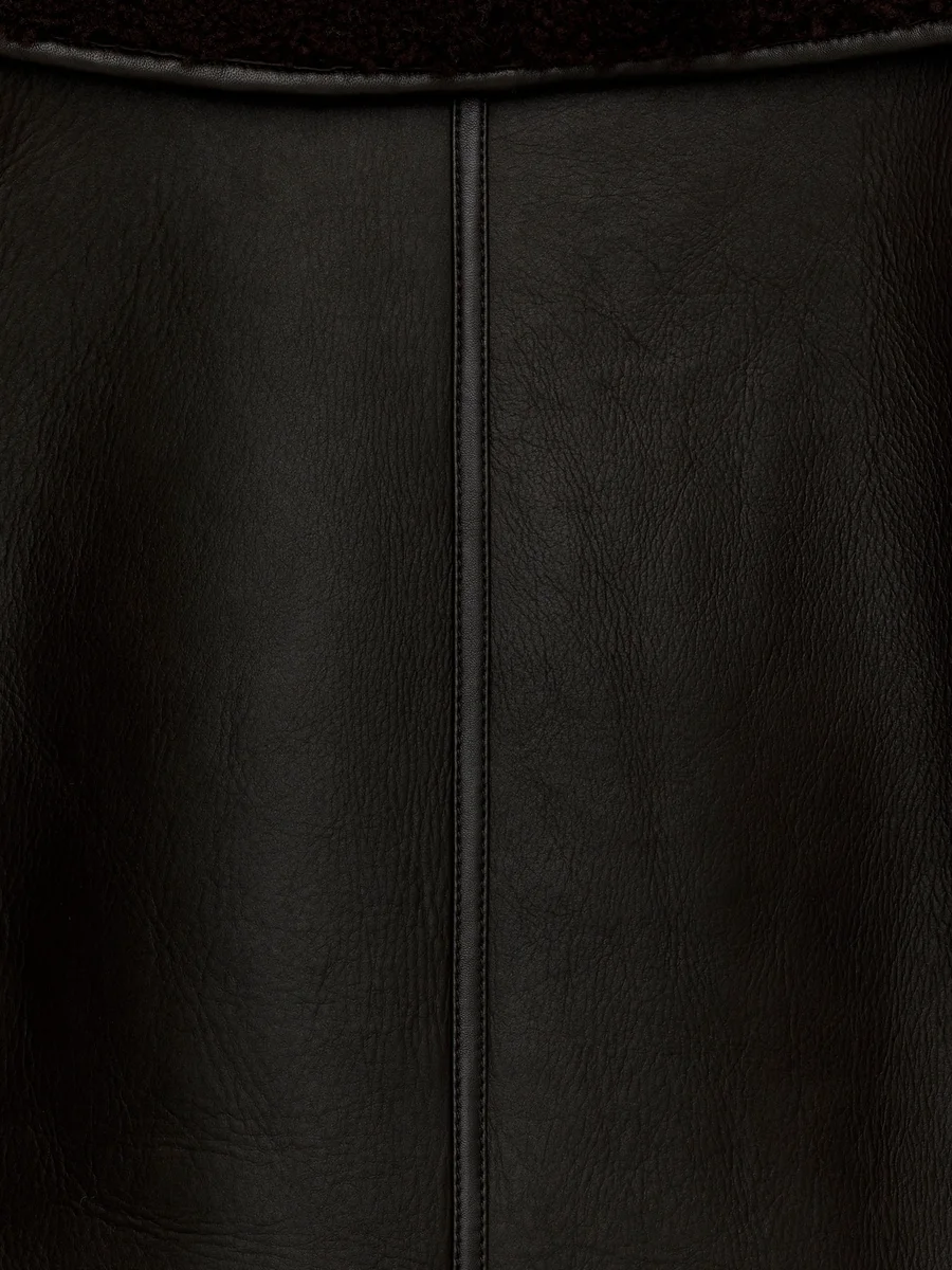 Dark brown Shearling-lined leather jacket, view