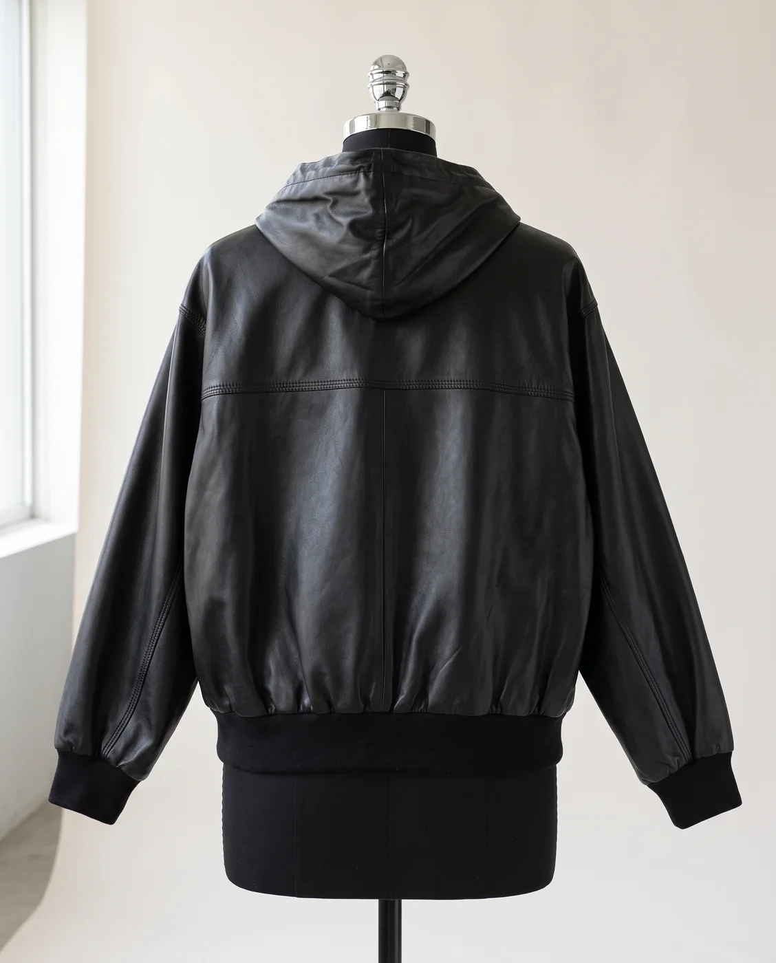 Brown Hooded sheep-leather blouson, view