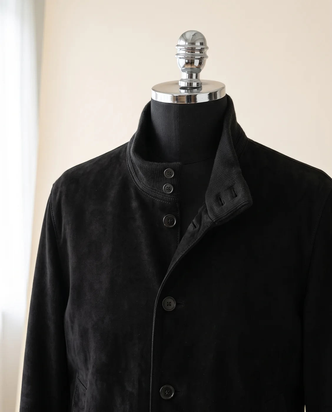 Dark brown Goat-suede driving jacket, view