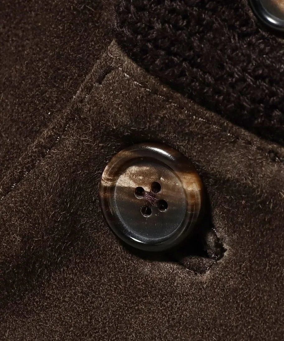Dark brown Goat-suede driving jacket, view 2
