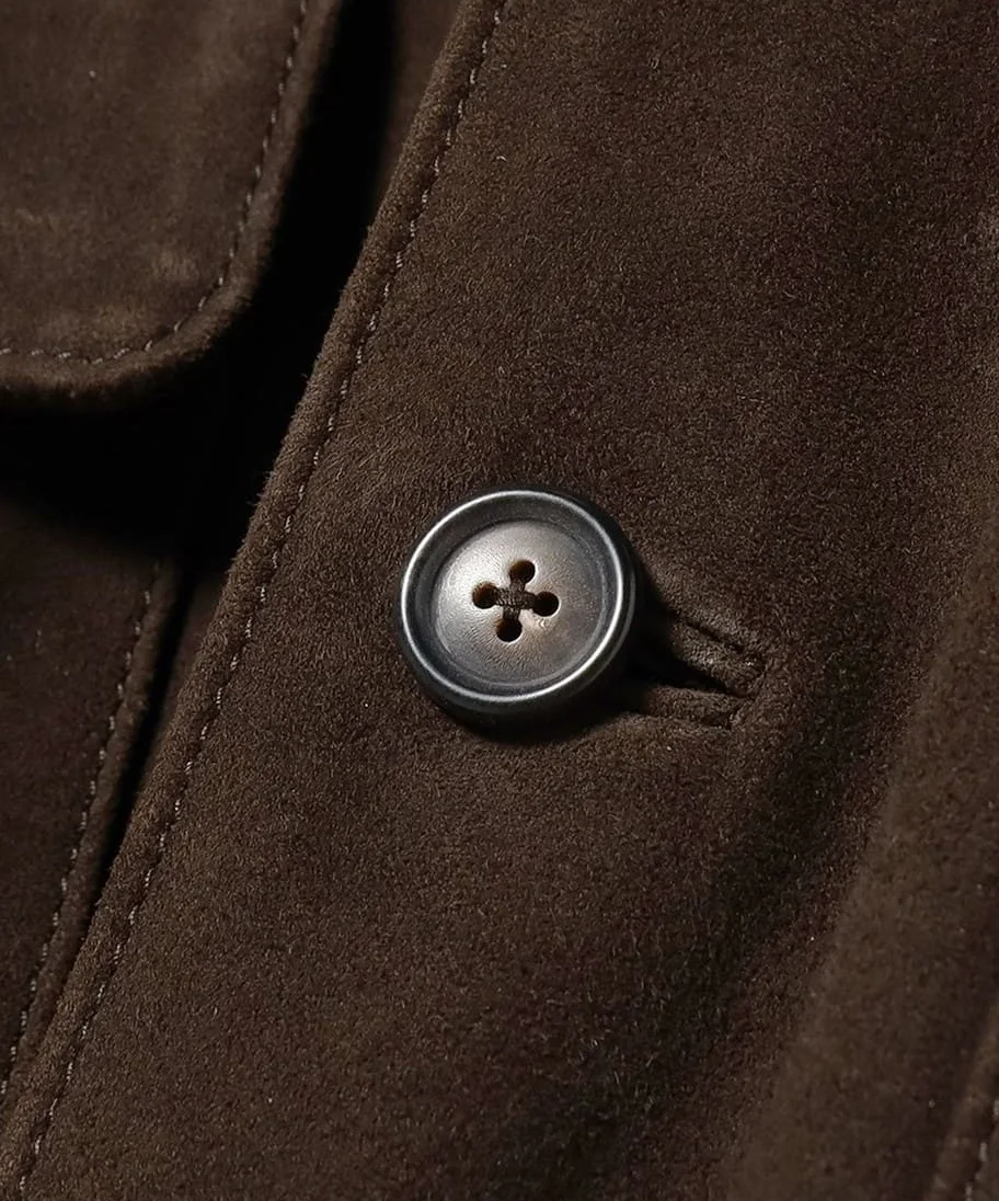 Dark brown Goat-suede driving jacket, view 3