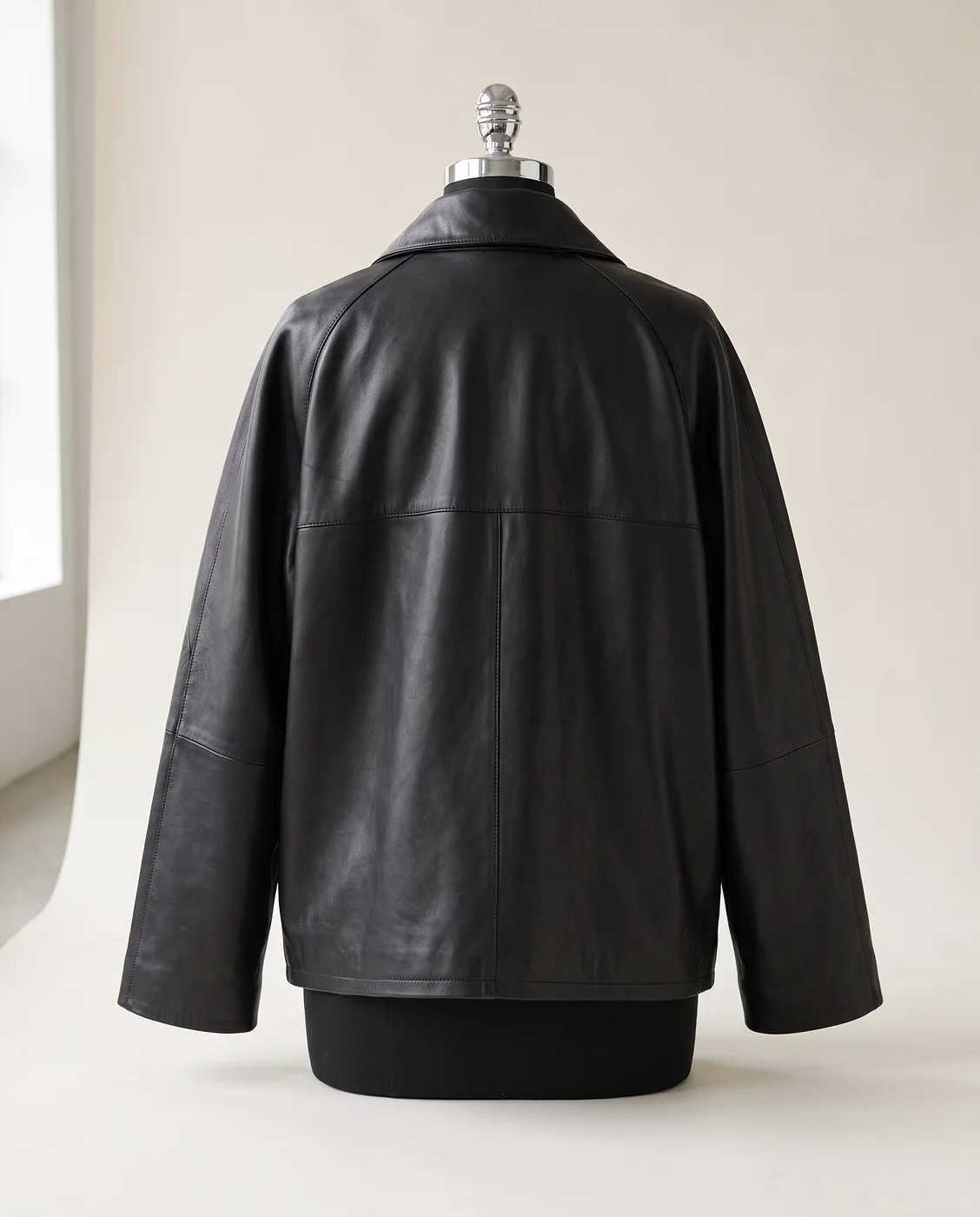 Black Short sheep-leather blouson, view